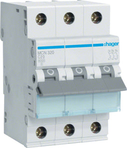 Hager MCN320 MCN320 Zekeringautomaat 3-fasig 20 A