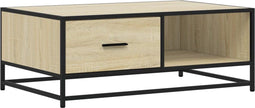 vidaXL - Salontafel - 90x57x35 - cm - bewerkt - hout - en - metaal - sonoma - eiken