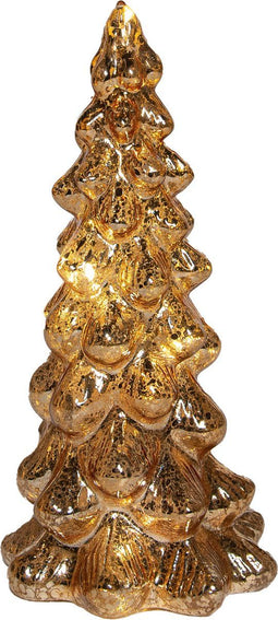 Anna's Collection Kerstboom beeldje - goud - met LED licht - H20 cm - glas - decoratie