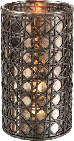 J-Line windlicht Riet - glas - bruin - large