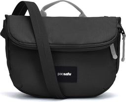 Pacsafe GO Saddle Crossbody - 3.5 L - RFID-blokkerend - Anti-diefstal Tas - Waterafstotend - Beveiligde Tas - Festival Tas - Reistas - Schoudertas - TurnNLock beveiligingshaak - Veelzijdige Opbergtas - Gerecycled Polyester - Zwart