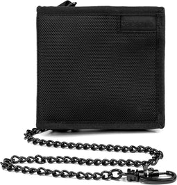 Pacsafe Portemonnee - Pasjeshouder - RFID-beveiligd - Inclusief Veiligheidsketting - Lichtgewicht - Veelzijdige Opslag - Polyester - 11 x 12.5 x 2.5 cm - Zwart