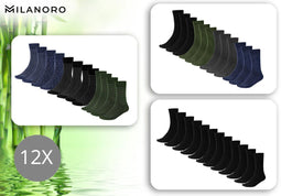 Milanoro - Bamboesokken - 12 paar zacht en ademend - Met motief (12 paar)