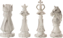 J-Line decoratie Schaakstuk Marmer - polyresin - small - 4 stuks