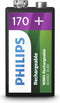 Philips 9VB1A17 - Oplaadbare 9V batterij 170 mAh - Zwart