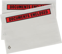 Paklijstenvelop Dokulops A5, ft 225 x 160 mm, doos van 1000 stuks, tekst: documents enclosed