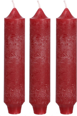 Palermo kaarsen set 3 stuks dia. 3.5 x H 17 cm rood