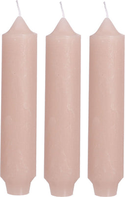 Palermo kaarsen set 3 stuks dia. 3.5 x H 17 cm zacht roze