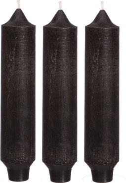 Palermo kaarsen set 3 stuks dia. 3.5 x H 17 cm zwart