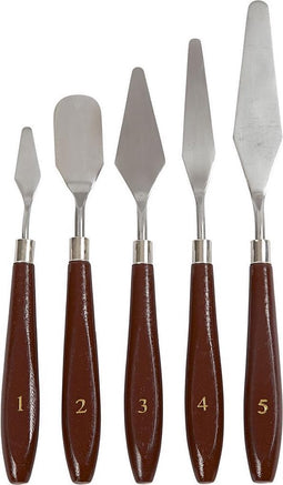 Paletmessen set, l: 17-23 cm, b: 1,5-2,5 cm, 5 stuks