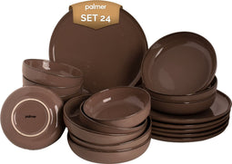 Palmer - Antigo - Serviesset - 6 persoons - 24 delig - Bruin - Porselein - Bordenset