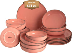 Palmer - Antigo - Serviesset - 6 persoons - 24 delig - Roze - Porselein - Bordenset