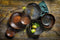 Palmer Bord diep coupe Metallic 15 cm Bruin Stoneware 2 stuk(s)