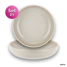 Palmer Bord diep Sandy Loam 22 cm Grijs Stoneware 2 stuk(s)