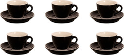 Palmer - Colors - Cappuccino kop en schotel - 6 stuks - 18 cl - Zwart - Porselein - Koffiekopjes