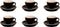 Palmer - Colors - Cappuccino kop en schotel - 6 stuks - 18 cl - Zwart - Porselein - Koffiekopjes