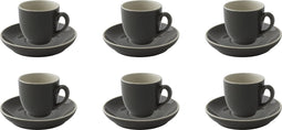Palmer - Colors - Koffie kop en schotel - 6 stuks - 14 cl - Grijs - Porselein - Koffiekopjes