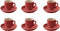 Palmer - Colors - Koffie kop en schotel - 6 stuks - 14 cl - Rood - Porselein - Koffiekopjes