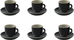 Palmer - Colors - Koffie kop en schotel - 6 stuks - 14 cl - Zwart - Porselein - Koffiekopjes