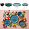 Palmer - Lotus - Serviesset - 6 persoons - 24 delig - Turquoise/Zwart - Stoneware - Bordenset