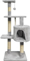 PALOMA Grijze kattenboom 40 x 40 x 114 cm - 3 platforms, 1 touw, 1 nis, krabpalen