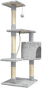 PALOMA Grijze kattenboom 40 x 40 x 114 cm - 3 platforms, 1 touw, 1 nis, krabpalen
