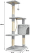 PALOMA Grijze kattenboom 40 x 40 x 114 cm - 3 platforms, 1 touw, 1 nis, krabpalen