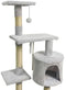 PALOMA Grijze kattenboom 40 x 40 x 114 cm - 3 platforms, 1 touw, 1 nis, krabpalen