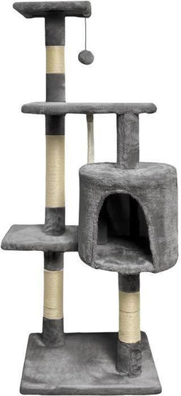PALOMA Krabpaal donkergrijs 40 x 40 x 114 cm - 3 platforms, 1 touw, 1 nis, krabpalen