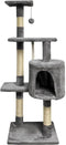 PALOMA Krabpaal donkergrijs 40 x 40 x 114 cm - 3 platforms, 1 touw, 1 nis, krabpalen