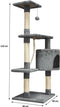 PALOMA Krabpaal donkergrijs 40 x 40 x 114 cm - 3 platforms, 1 touw, 1 nis, krabpalen