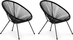 Lounge stoel voor buiten - rattan - 80 x 67 x 60 cm - zwart