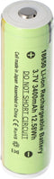 Panasonic 18650 Li-ionbatterij met 3400 mAh en een eigen beschermingscircuit, ca. 68 x 18 mm