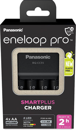 Panasonic Eneloop PRO Snelle Oplader inclusief 4 Pro AA 2500mAh batterijen BQ-CC55