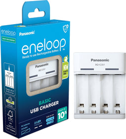 Panasonic eneloop USB-lader voor 2 of 4 AA/AAA NiMH-batterijen, met 6 veiligheidsfuncties