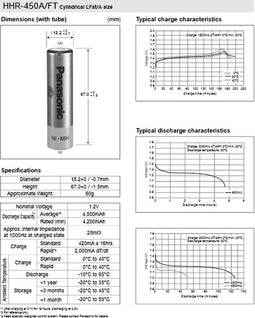 Panasonic HHR-450A NIMH-batterij 4 / 3A 1,2 volt 4500 mAh met soldeertag Z-vorm