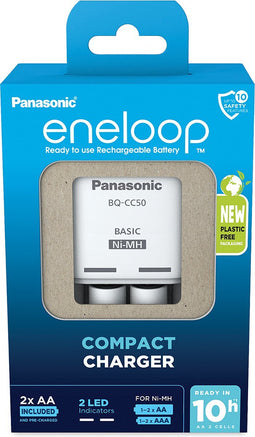 Panasonic Lader BQ-CC50 + 2x AA Eneloop AA 2000mAh