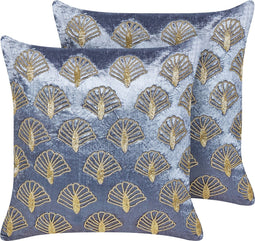PANDOREA - Sierkussen set van 2 - Paars/Goud- 45 x 45 cm - Fluweel