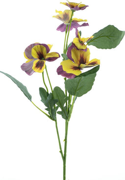 Pansy spray yellow 65 cm kunstbloem