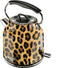 Panter Waterkoker retro - Panterprint - Snoerloos te gebruiken - Metaal - Antikalk waterfilter - Ruime 1.7L inhoud voor 8 koppen thee - BPA vrij