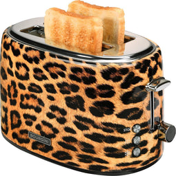 Panther Toaster - Broodrooster - Design toaster met Panter Print - Brood rooster met uitneembare kruimellade en extra hoge broodlift - 6 warmteniveaus en ontdooifunctie