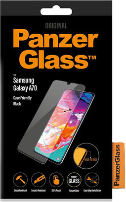 PanzerGlass Case Friendly Gehard Glas Screenprotector Geschikt voor Samsung Galaxy A70 - Zwart