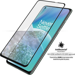 PanzerGlass Screen Protector voor de OnePlus Nord 2T - Case Friendly Tempered Glass Antibacterieel Zwart