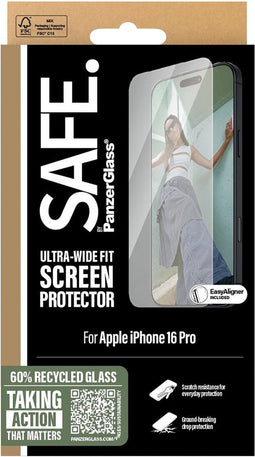 PanzerGlass Screenprotector geschikt voor Apple iPhone 16 Pro Glazen | PanzerGlass SAFE Screenprotector - Case Friendly