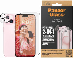 PanzerGlass Screenprotector Geschikt voor iPhone 15 - PanzerGlass 2 in 1 - Screenprotector en cameraprotector