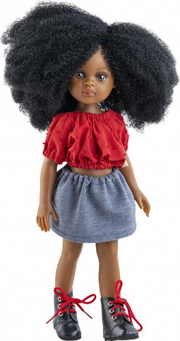 Paola Reina Amigas Camila babypop donker meisje met zwart haar en bruine ogen 32cm