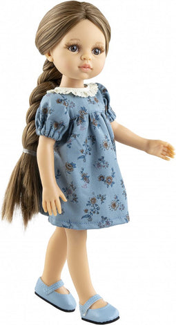 Paola Reina Amigas Laura babypop blank meisje met bruin haar in een vlecht en bruine ogen 32cm