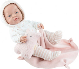 Paola Reina Bebita babypop licht meisje met kledij en dekentje blauwe ogen 45cm