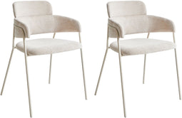 PAONIA - Eetkamerstoel set van 2 - Beige - Chenille