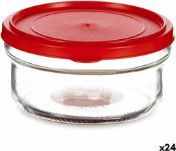 Ronde Lunchtrommel met Deksel Rood Plastic 415 ml 12 x 6 x 12 cm (24 Stuks)